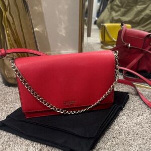 Kate Spade Vibrant Red Crossbody Bag with Chain Strap
